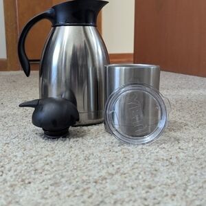 YETI Silver and Black Carafe with Tumbler